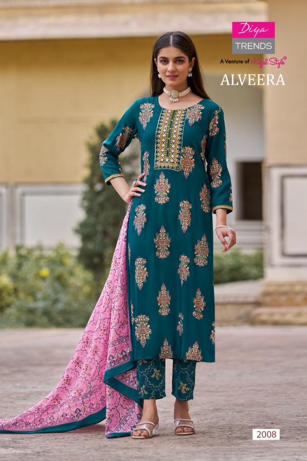 Alveera By Diya Trends Rayon Kurti With Bottom Dupatta Collection